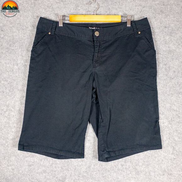 Lane Bryant Bermuda Shorts Black Cotton Pockets Flat Front Denim Women's Size 16 - Picture 1 of 8